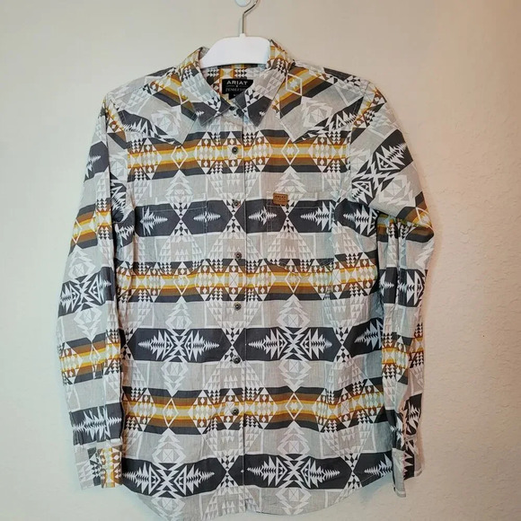 Pendleton X Ariat Aztec Arrow Western Plaid Button Down Shirt M Multicolor - Picture 1 of 8